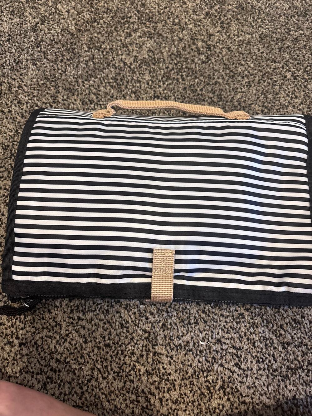 Skip Hop Portable Baby Changing Pad Black White Stripe Fold Up Mat